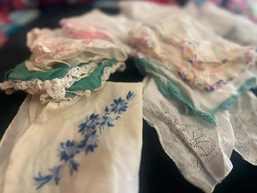 Collection of 15 Vintage Embroidered and Crochet Lace Handkerchiefs